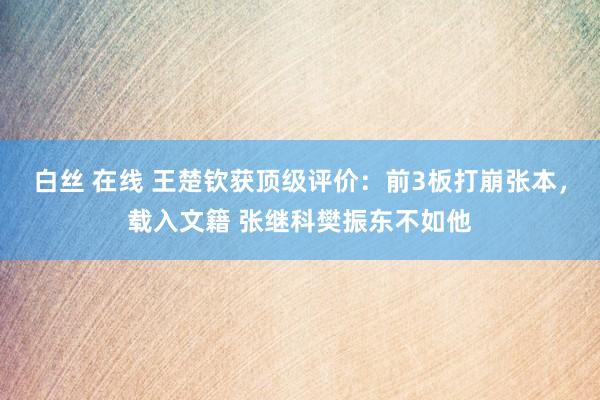 白丝 在线 王楚钦获顶级评价：前3板打崩张本，载入文籍 张继科樊振东不如他