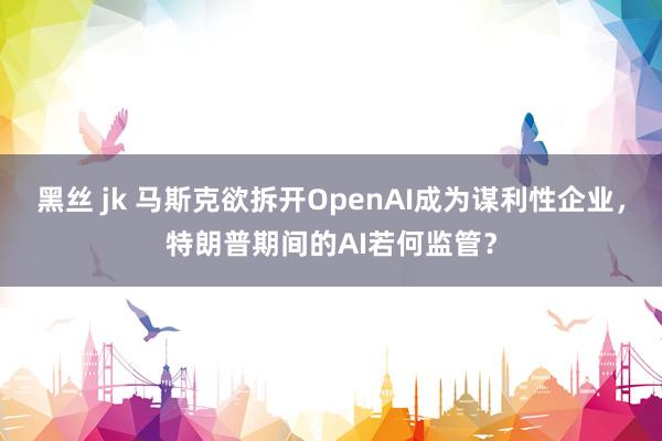 黑丝 jk 马斯克欲拆开OpenAI成为谋利性企业，特朗普期间的AI若何监管？