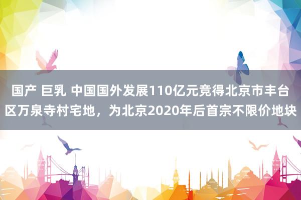 国产 巨乳 中国国外发展110亿元竞得北京市丰台区万泉寺村宅地，为北京2020年后首宗不限价地块
