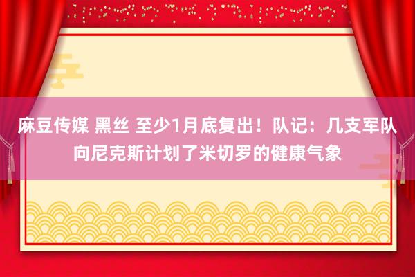 麻豆传媒 黑丝 至少1月底复出!队记:几支军队向尼克斯计划了米切罗的健康气象