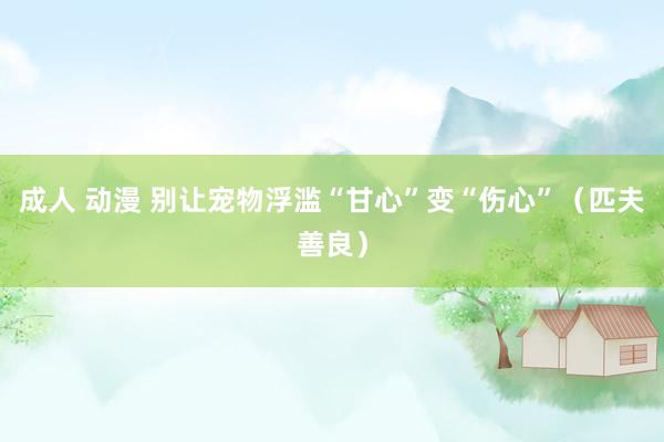 成人 动漫 别让宠物浮滥“甘心”变“伤心”（匹夫善良）