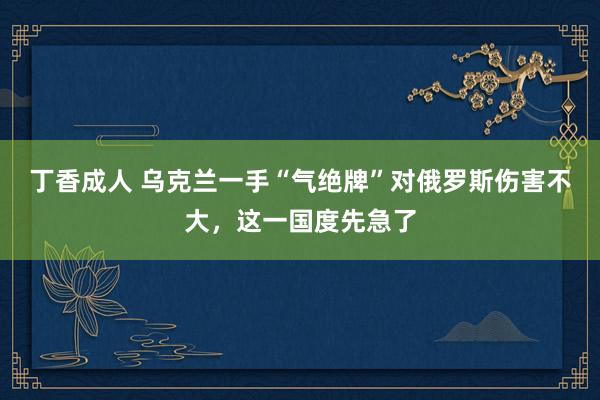 丁香成人 乌克兰一手“气绝牌”对俄罗斯伤害不大，这一国度先急了