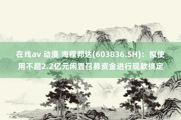 在线av 动漫 海程邦达(603836.SH)：拟使用不超2.2亿元闲置召募资金进行现款搞定